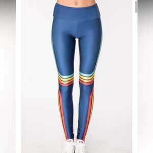 Goldsheep lucky stripe retro Leggings with Rainbow Stripes
